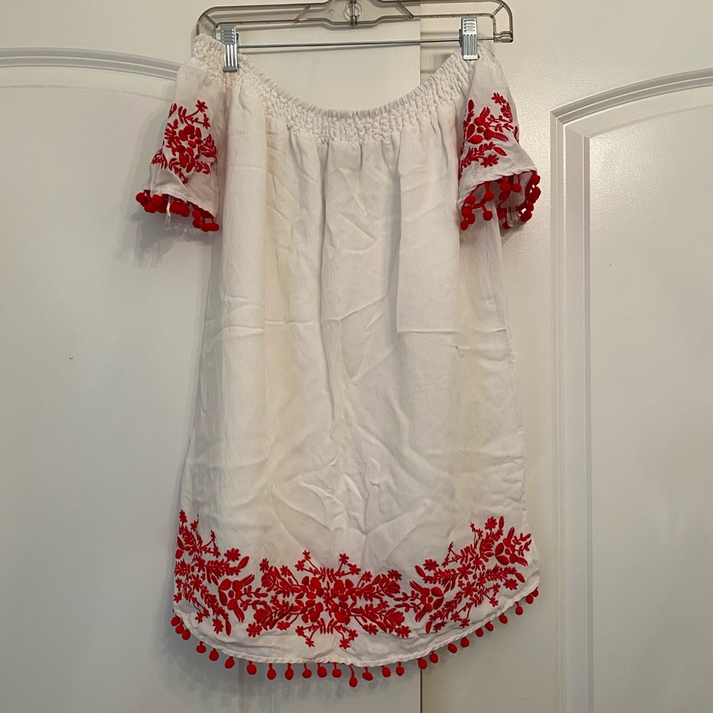 Red and white dress
